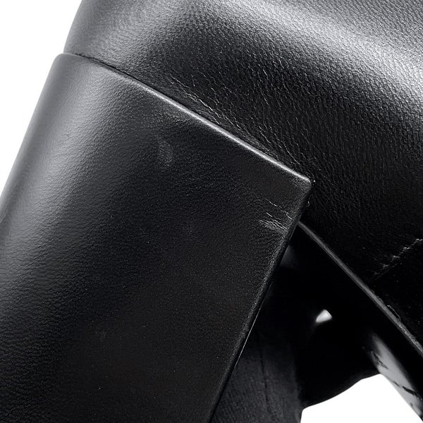 シャネル ローファー レースアップ シューズ シャイニーゴートスキン レディースサイズ37C CHANEL 靴 黒