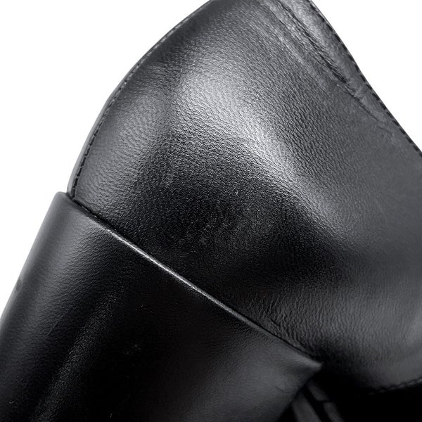 シャネル ローファー レースアップ シューズ シャイニーゴートスキン レディースサイズ37C CHANEL 靴 黒