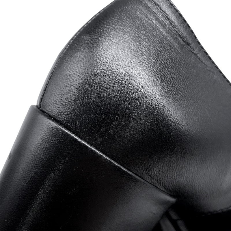 シャネル ローファー レースアップ シューズ シャイニーゴートスキン レディースサイズ37C CHANEL 靴 黒