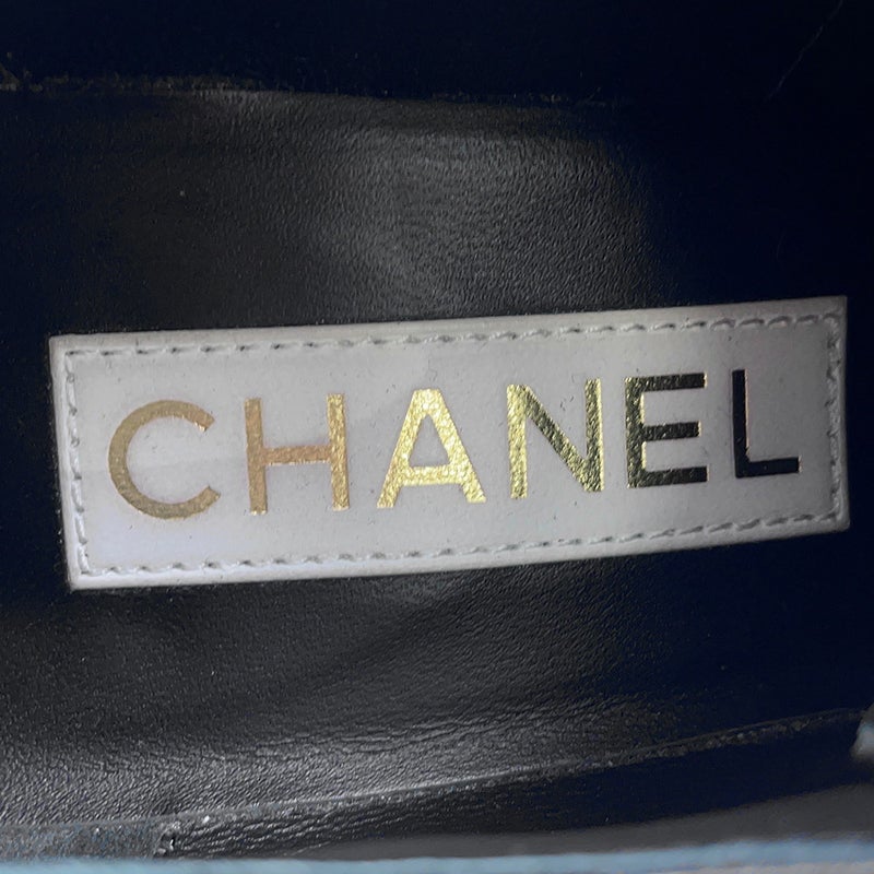 シャネル ローファー レースアップ シューズ シャイニーゴートスキン レディースサイズ37C CHANEL 靴 黒