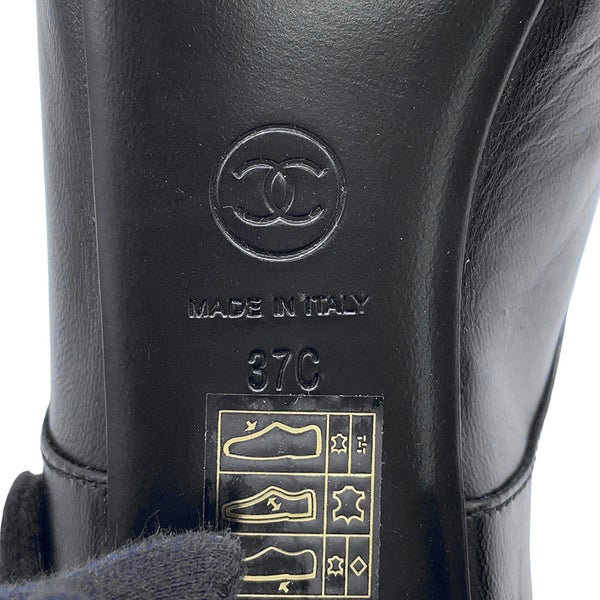 シャネル ローファー レースアップ シューズ シャイニーゴートスキン レディースサイズ37C CHANEL 靴 黒
