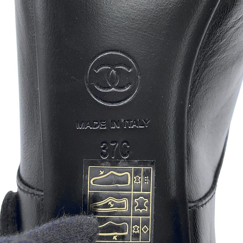 シャネル ローファー レースアップ シューズ シャイニーゴートスキン レディースサイズ37C CHANEL 靴 黒