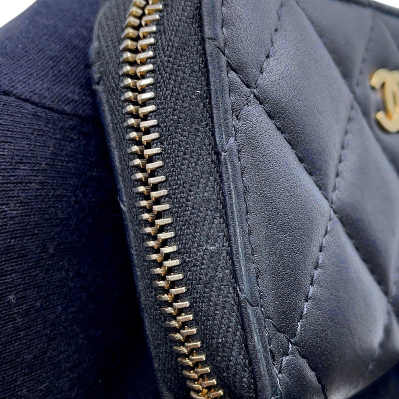 シャネル コインケース クラシック ジップコインパース マトラッセ ココマーク ラムスキン AP0216 財布 小銭入れ 黒