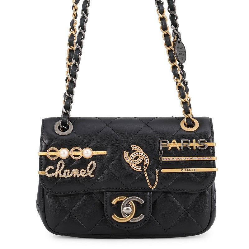 シャネル ショルダーバッグ スモール マトラッセ ココマーク ラムスキン AS2979 CHANEL 黒