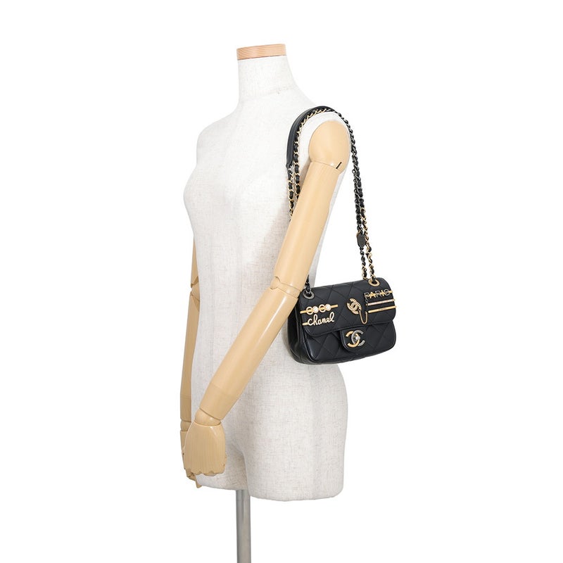 シャネル ショルダーバッグ スモール マトラッセ ココマーク ラムスキン AS2979 CHANEL 黒
