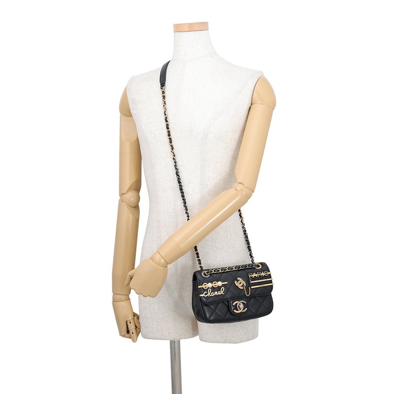 シャネル ショルダーバッグ スモール マトラッセ ココマーク ラムスキン AS2979 CHANEL 黒