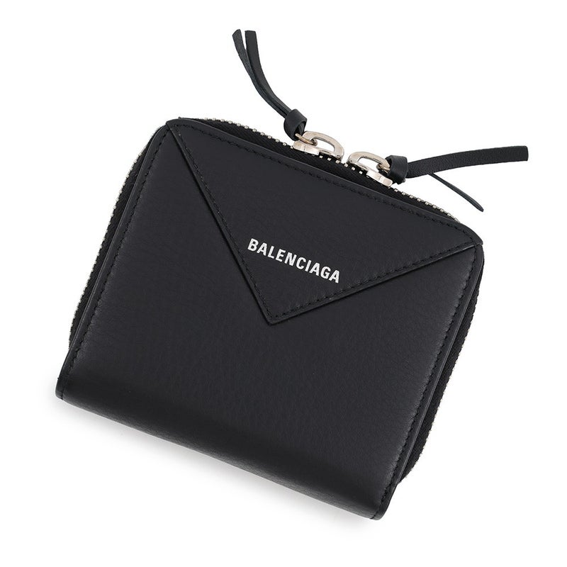 バレンシアガ 二つ折り財布 ペーパー コンパクトウォレット レザー 371662 BALENCIAGA 財布 黒