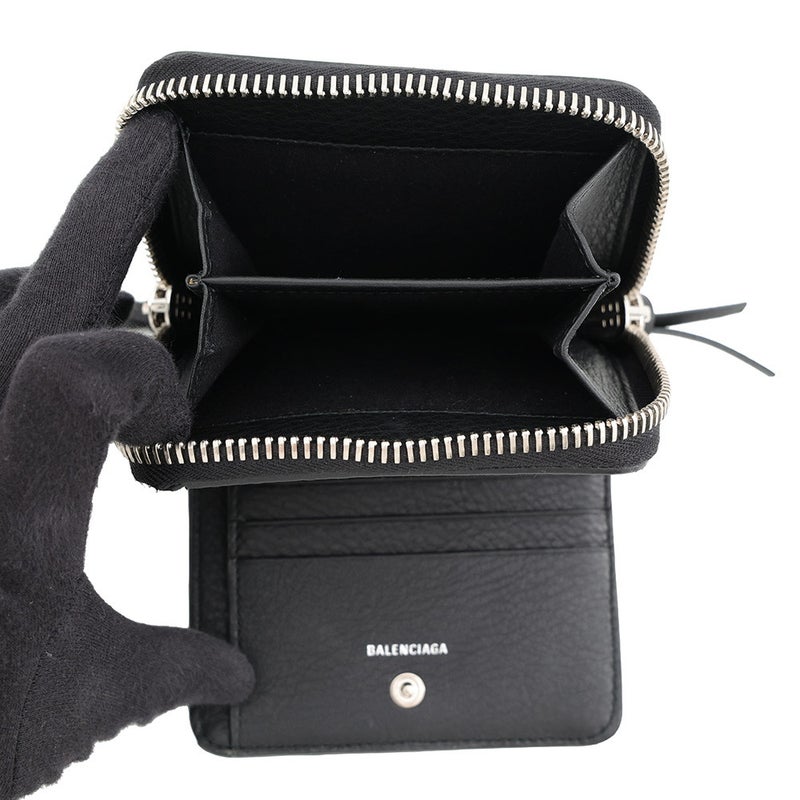 バレンシアガ 二つ折り財布 ペーパー コンパクトウォレット レザー 371662 BALENCIAGA 財布 黒