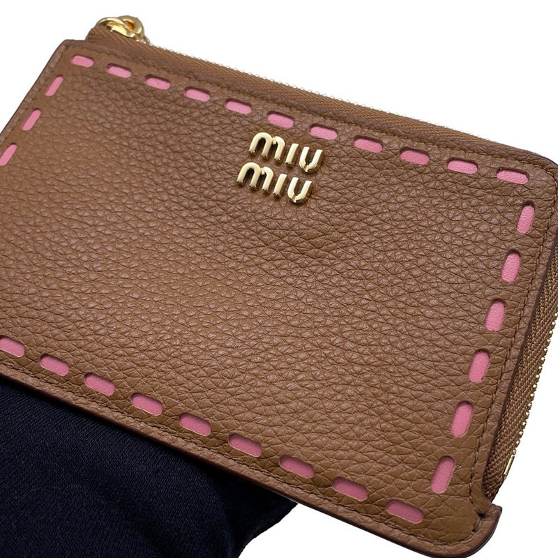 ミュウミュウ カードケース ロゴ カーフレザー 5MB066 Miu Miu 財布