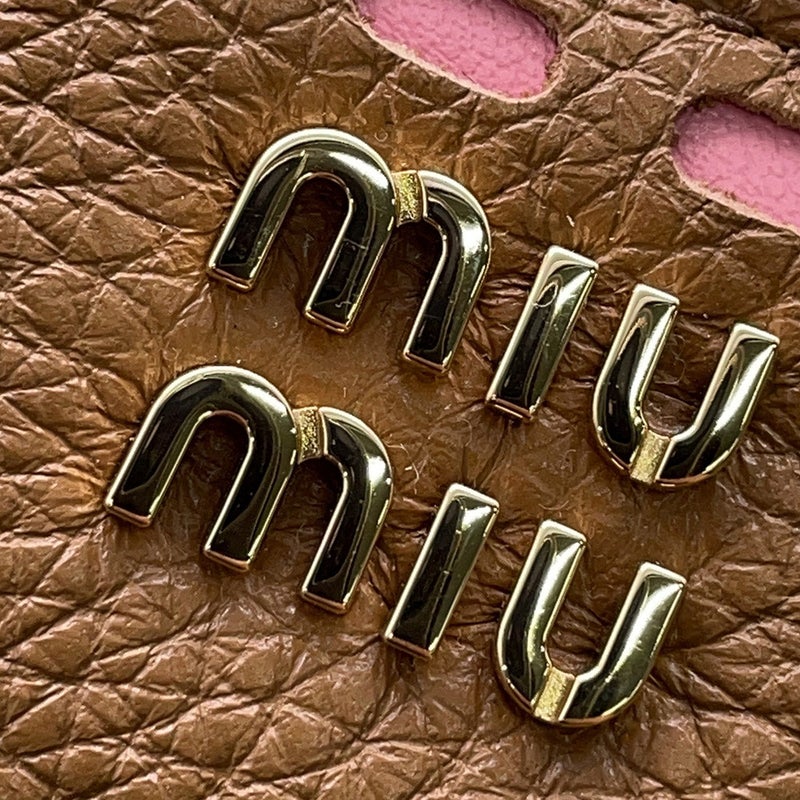 ミュウミュウ カードケース ロゴ カーフレザー 5MB066 Miu Miu 財布