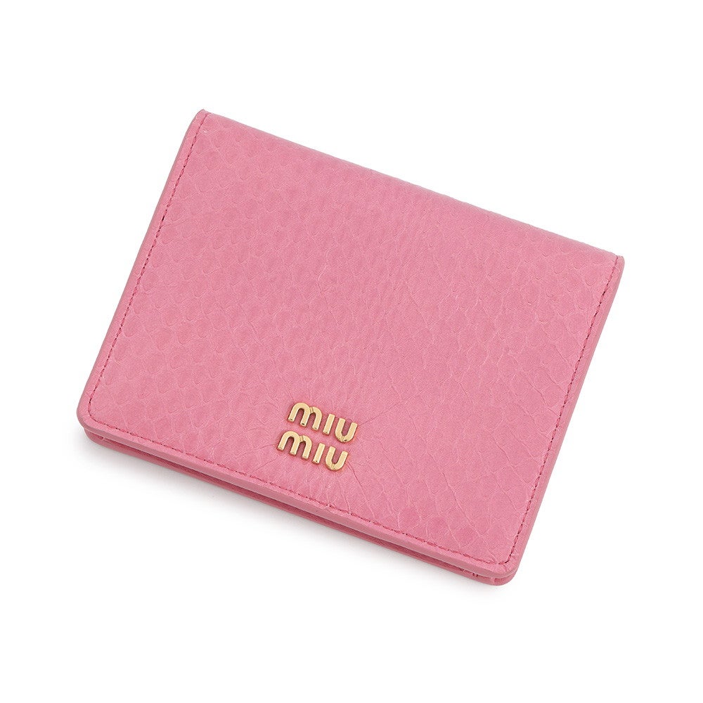 ミュウミュウ 二つ折り財布 マドラス ロゴ パイソン 5MV204 Miu Miu