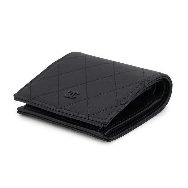 シャネル 二つ折り財布 ココマーク マトラッセ クラシック スモールウォレット レザー AP3817 CHANEL 財布 黒