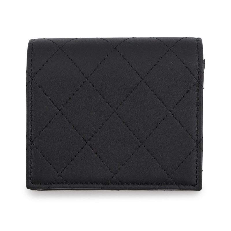 シャネル 二つ折り財布 ココマーク マトラッセ クラシック スモールウォレット レザー AP3817 CHANEL 財布 黒