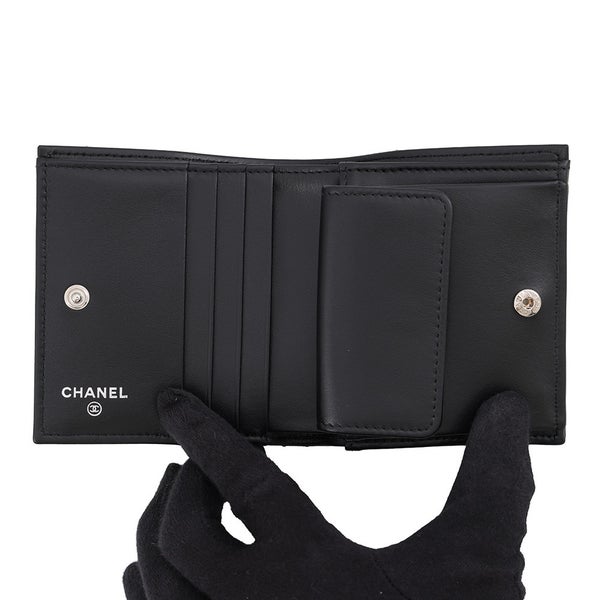 シャネル 二つ折り財布 ココマーク マトラッセ クラシック スモールウォレット レザー AP3817 CHANEL 財布 黒