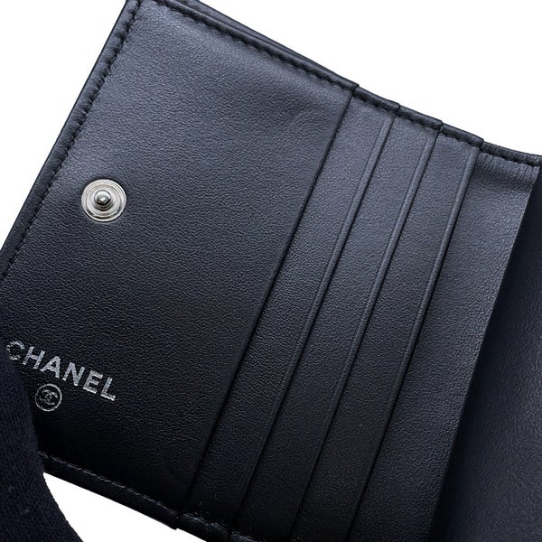 シャネル 二つ折り財布 ココマーク マトラッセ クラシック スモールウォレット レザー AP3817 CHANEL 財布 黒