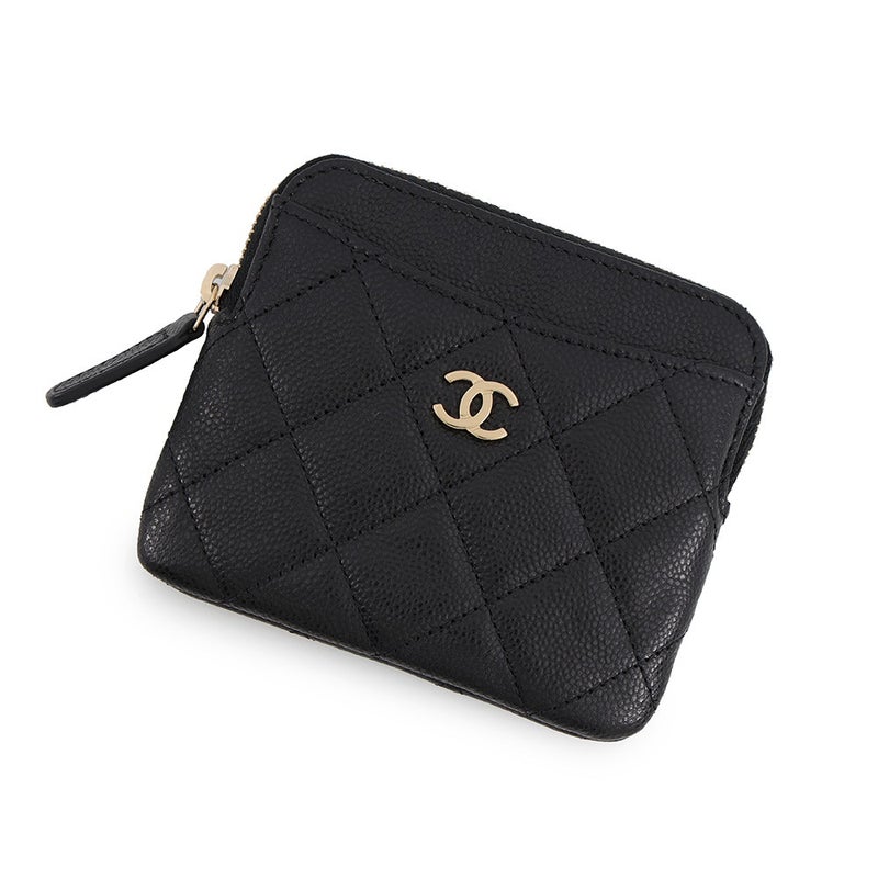 シャネル コインケース マトラッセ ココマーク コーラルレッド キャビアスキン AP2061 CHANEL 財布 小銭入れ 黒