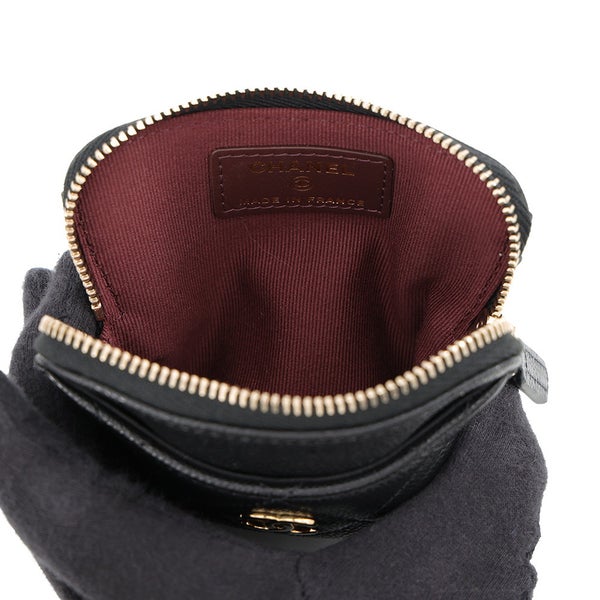 シャネル コインケース マトラッセ ココマーク コーラルレッド キャビアスキン AP2061 CHANEL 財布 小銭入れ 黒