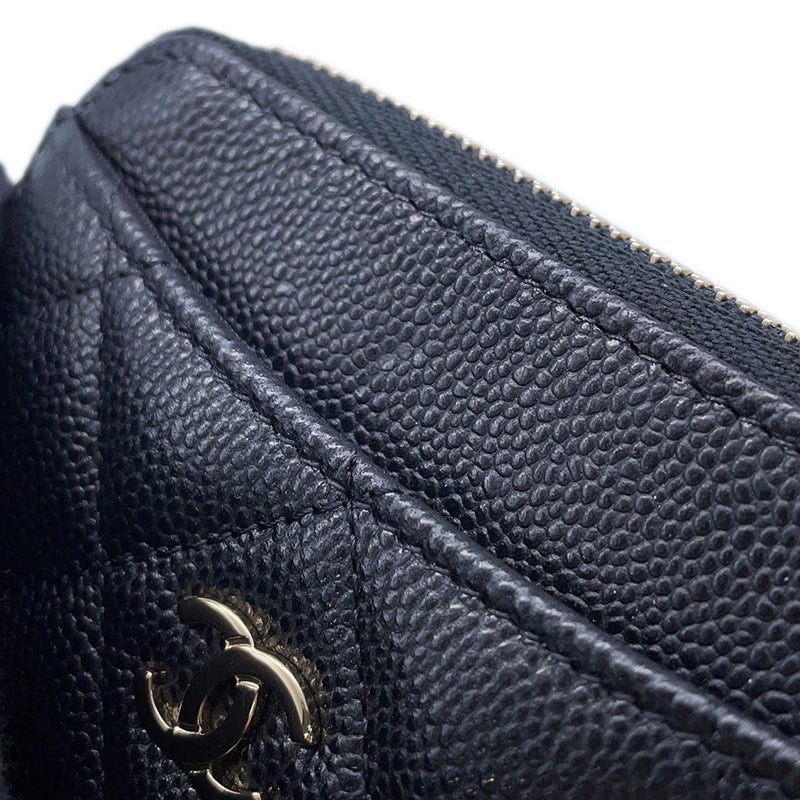 シャネル コインケース マトラッセ ココマーク コーラルレッド キャビアスキン AP2061 CHANEL 財布 小銭入れ 黒
