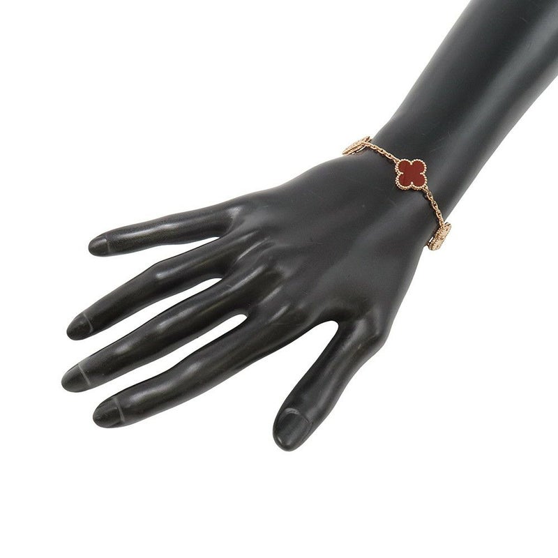 ヴァンクリーフ＆アーペル ブレスレット ヴィンテージ アルハンブラ ブレスレット 5モチーフ カーネリアン ギヨシェ K18PG VCARP7RP00