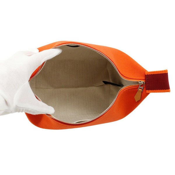 エルメス ポーチ ブリッド・ア・ブラックPM フー/ボルドー/シルバー金具 キャンバス