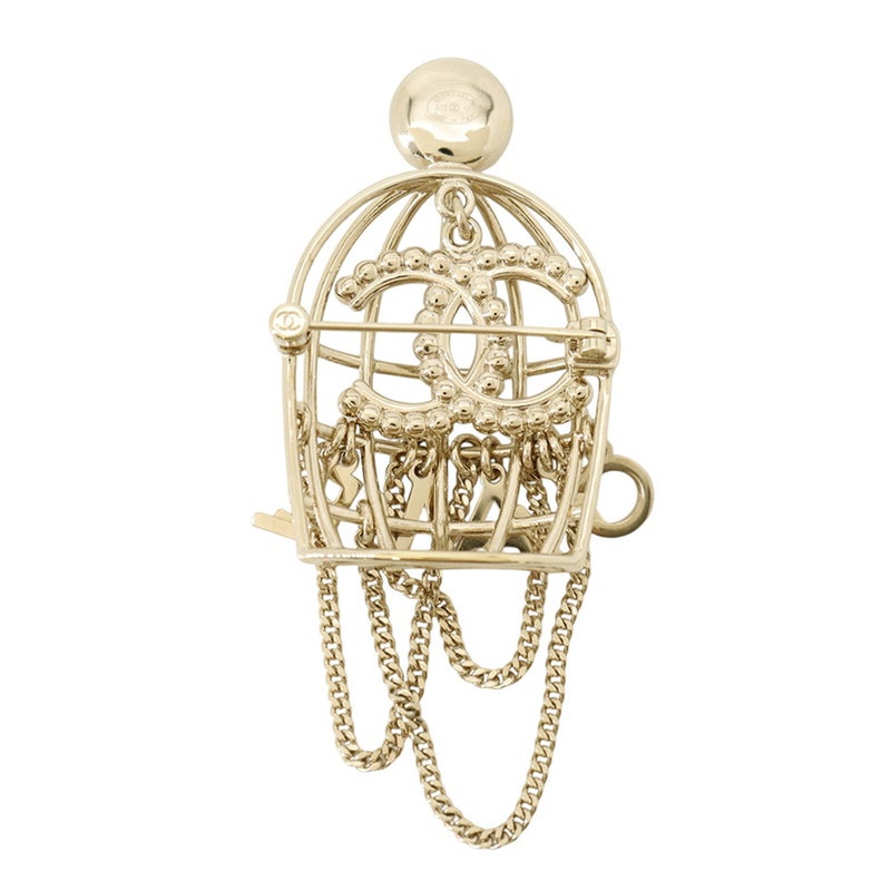シャネル ブローチ 鳥かご ココマーク ロゴ ラインストーン フェイクパール B24 V CHANEL アクセサリー