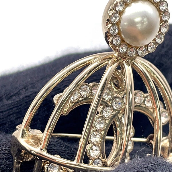 シャネル ブローチ 鳥かご ココマーク ロゴ ラインストーン フェイクパール B24 V CHANEL アクセサリー