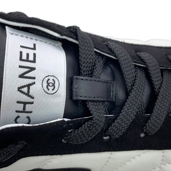 シャネル スニーカー ココマーク マトラッセ カーフレザー スエード レディースサイズ39 G47274 CHANEL 靴 黒 白