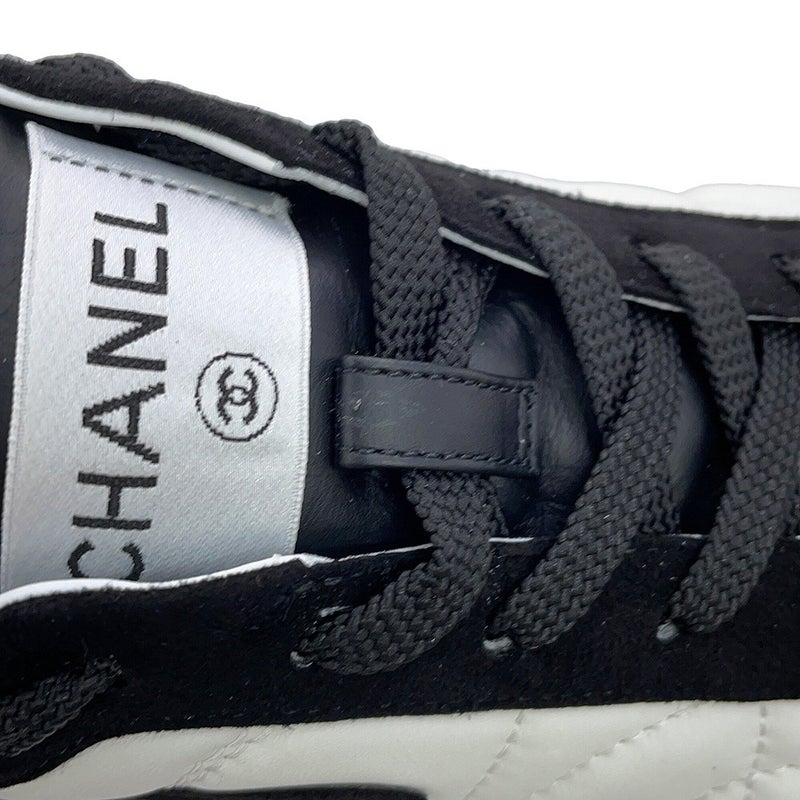 シャネル スニーカー ココマーク マトラッセ カーフレザー スエード レディースサイズ39 G47274 CHANEL 靴 黒 白