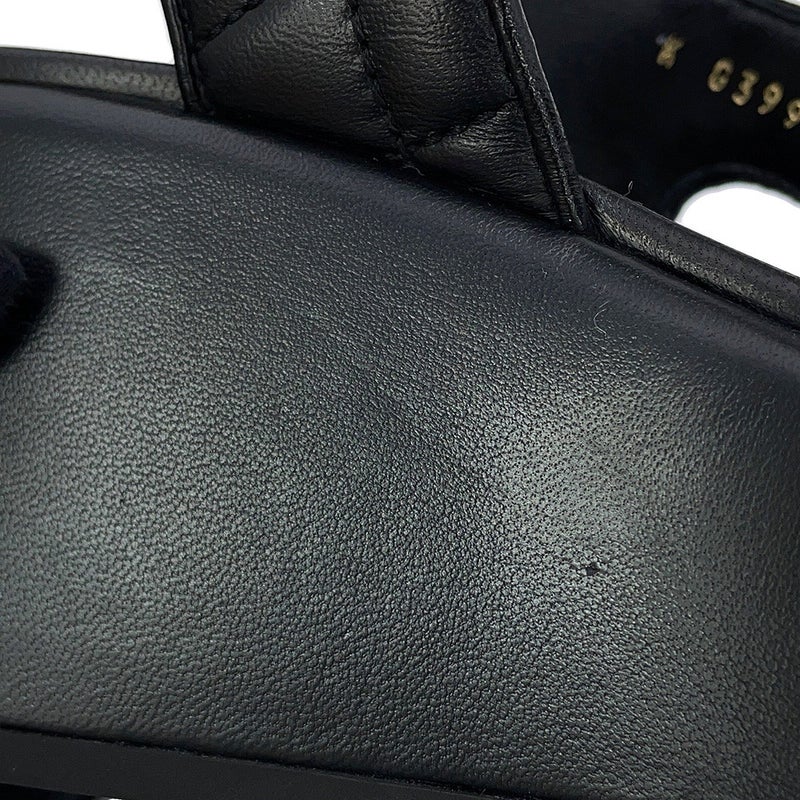 シャネル サンダル ココマーク マトラッセ ウェッジソール ラムスキン レディースサイズ38 1/2C G39918 CHANEL 靴 黒