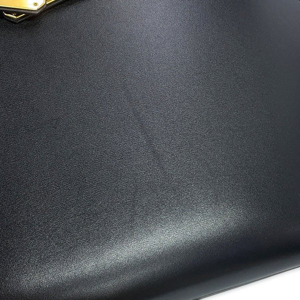 エルメス ハンドバッグ ケリー32 外縫い ブラック/ゴールド金具 ボックスカーフ □F刻印 HERMES 2wayバッグ 黒