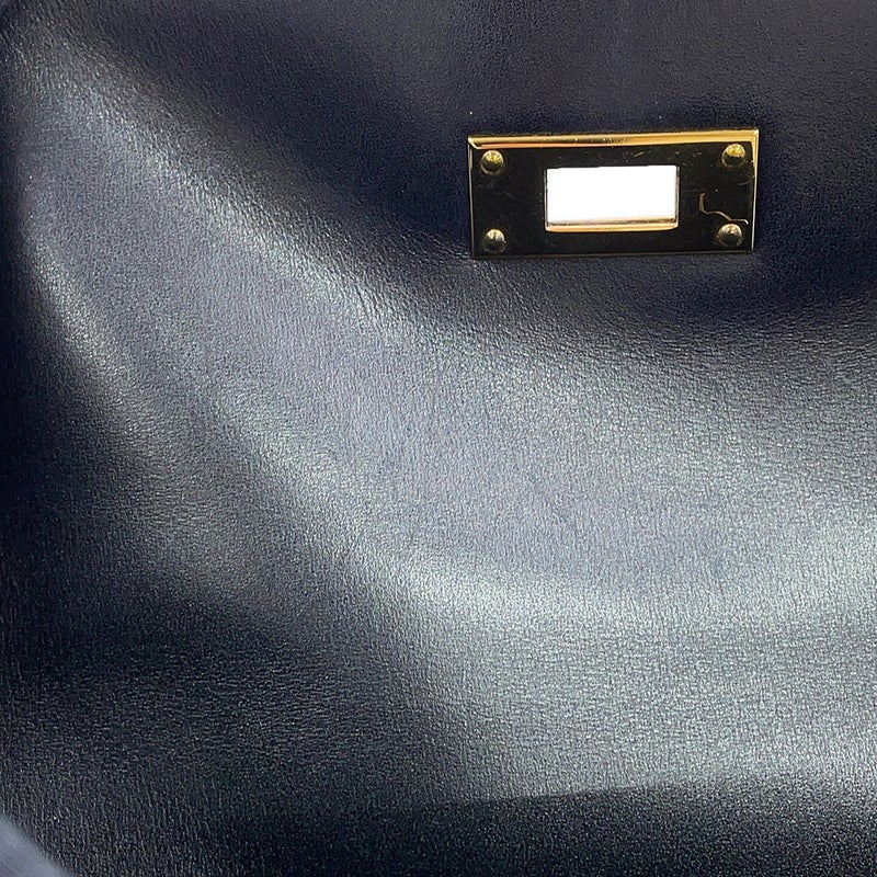 エルメス ハンドバッグ ケリー32 外縫い ブラック/ゴールド金具 ボックスカーフ □F刻印 HERMES 2wayバッグ 黒