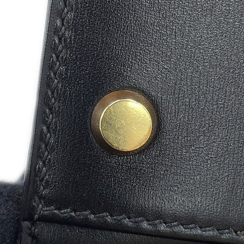 エルメス ハンドバッグ ケリー32 外縫い ブラック/ゴールド金具 ボックスカーフ □F刻印 HERMES 2wayバッグ 黒