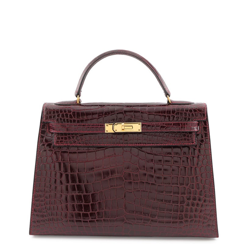 エルメス ハンドバッグ ケリー32 外縫い ルージュアッシュ/ゴールド金具 ポロサスシャイン ○K刻印 HERMES
