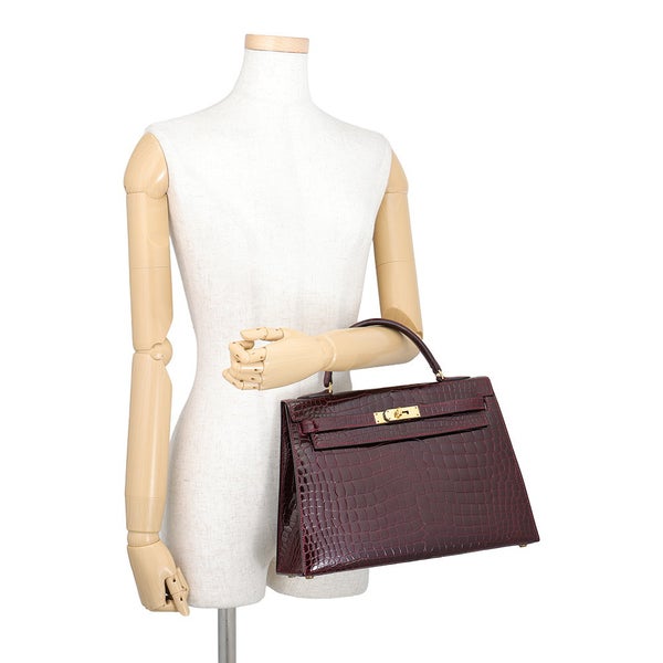 エルメス ハンドバッグ ケリー32 外縫い ルージュアッシュ/ゴールド金具 ポロサスシャイン ○K刻印 HERMES