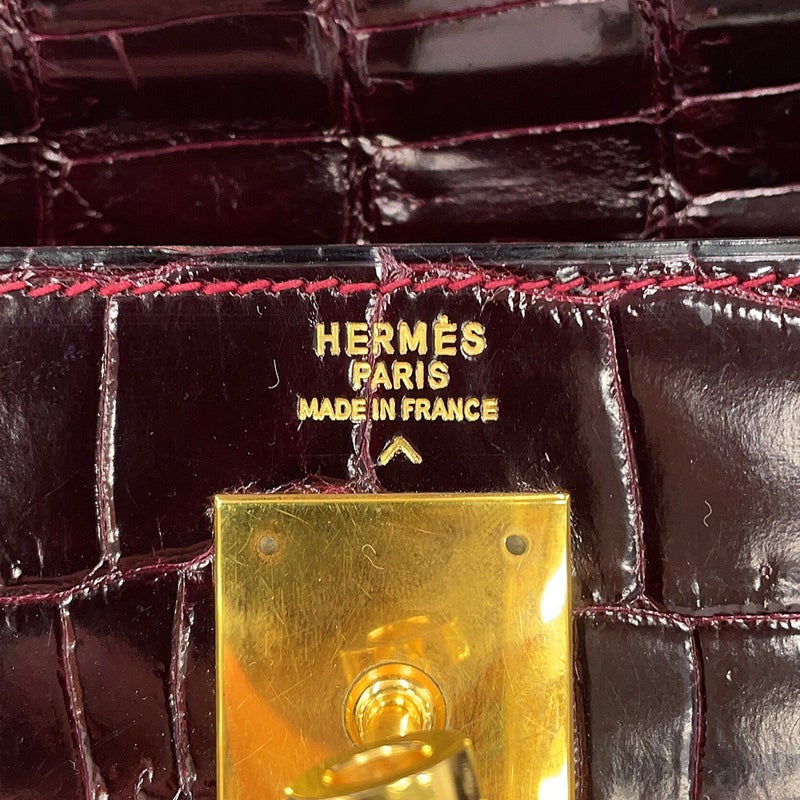 エルメス ハンドバッグ ケリー32 外縫い ルージュアッシュ/ゴールド金具 ポロサスシャイン ○K刻印 HERMES