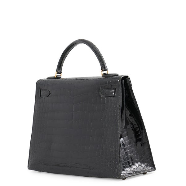 エルメス ハンドバッグ ケリー32 外縫い ブラック/ゴールド金具 ポロサスシャイン ○T刻印 HERMES 黒