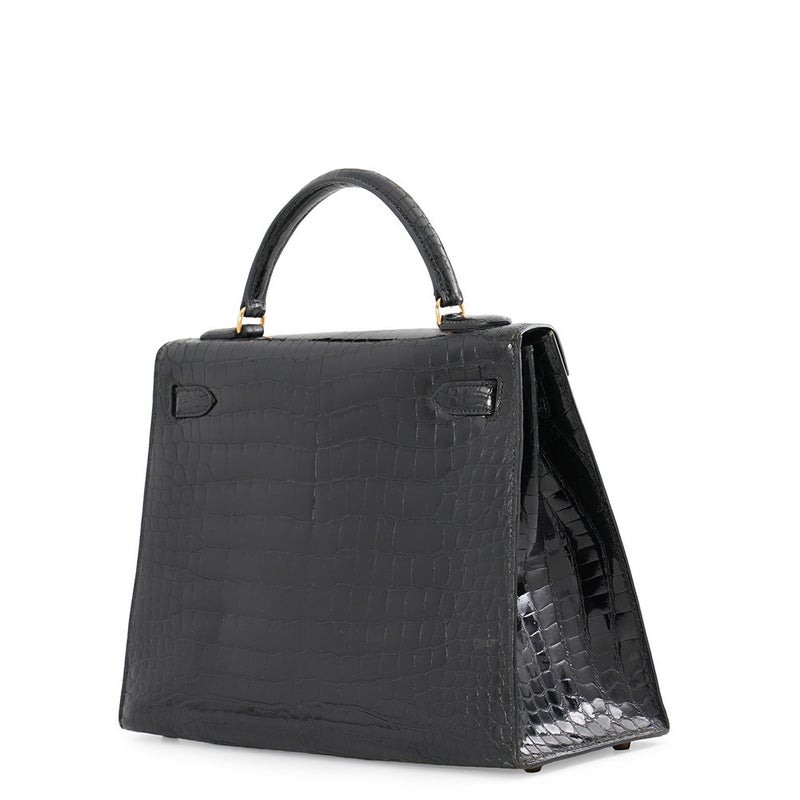 エルメス ハンドバッグ ケリー32 外縫い ブラック/ゴールド金具 ポロサスシャイン ○T刻印 HERMES 黒