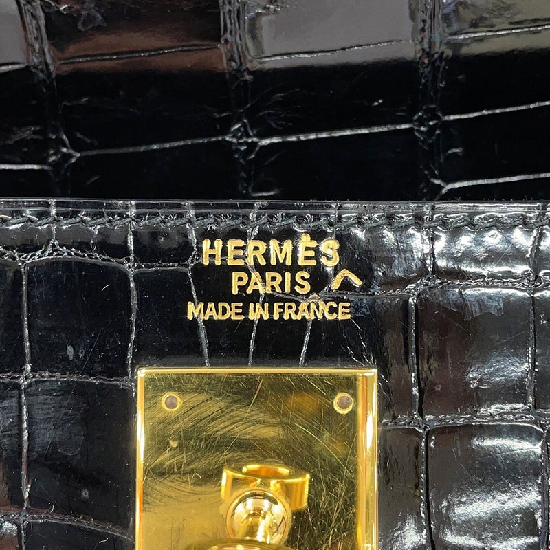 エルメス ハンドバッグ ケリー32 外縫い ブラック/ゴールド金具 ポロサスシャイン ○T刻印 HERMES 黒