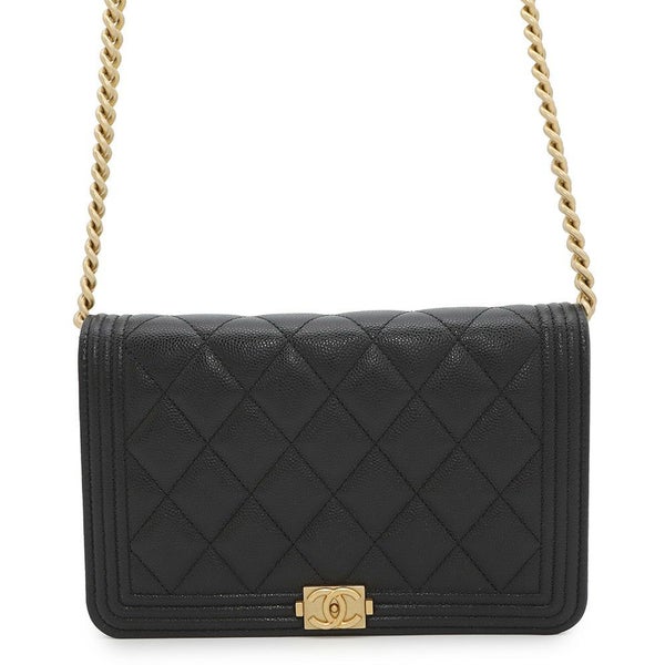シャネル チェーンウォレット ボーイシャネル マトラッセ ココマーク キャビアスキン AP1117 CHANEL 財布 黒