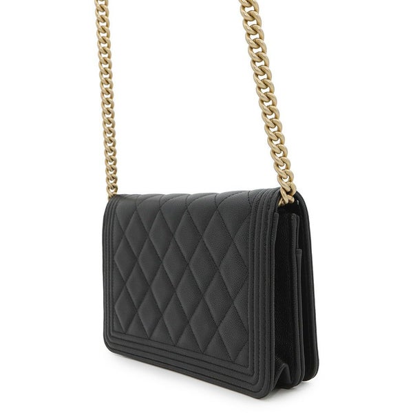 シャネル チェーンウォレット ボーイシャネル マトラッセ ココマーク キャビアスキン AP1117 CHANEL 財布 黒