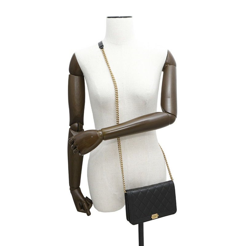シャネル チェーンウォレット ボーイシャネル マトラッセ ココマーク キャビアスキン AP1117 CHANEL 財布 黒