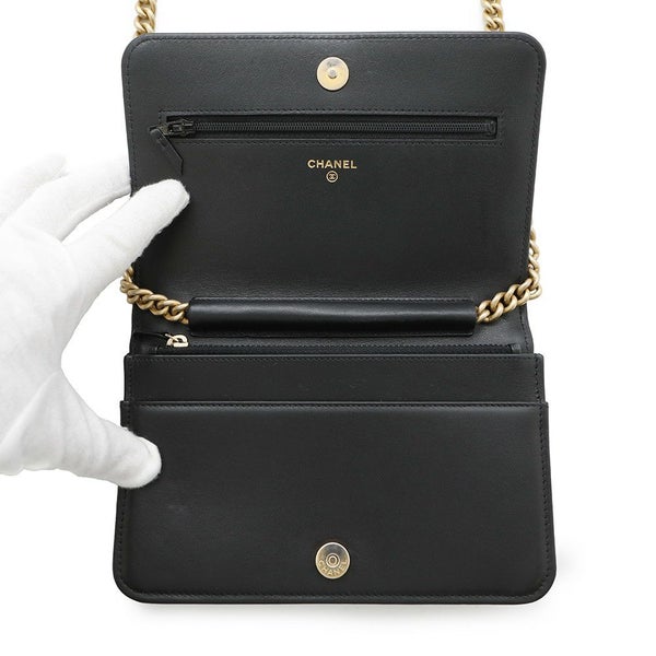 シャネル チェーンウォレット ボーイシャネル マトラッセ ココマーク キャビアスキン AP1117 CHANEL 財布 黒