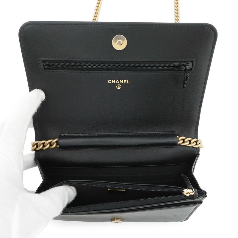 シャネル チェーンウォレット ボーイシャネル マトラッセ ココマーク キャビアスキン AP1117 CHANEL 財布 黒