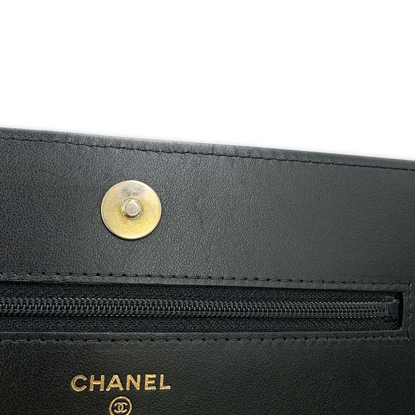 シャネル チェーンウォレット ボーイシャネル マトラッセ ココマーク キャビアスキン AP1117 CHANEL 財布 黒
