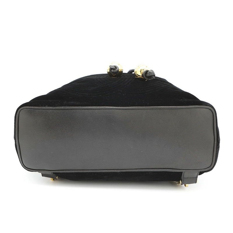 シャネル リュック ココマーク チェーン ベロア ラムスキン CHANEL バックパック バッグ ポーチ付き 黒