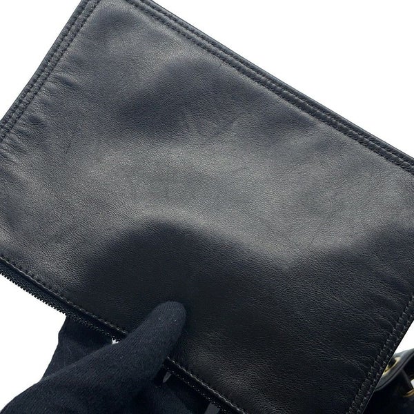 シャネル リュック ココマーク チェーン ベロア ラムスキン CHANEL バックパック バッグ ポーチ付き 黒