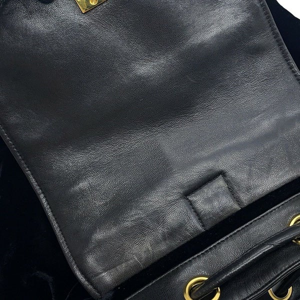 シャネル リュック ココマーク チェーン ベロア ラムスキン CHANEL バックパック バッグ ポーチ付き 黒