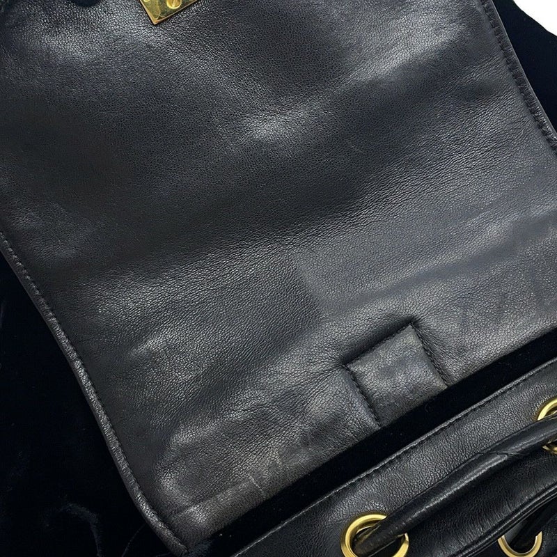 シャネル リュック ココマーク チェーン ベロア ラムスキン CHANEL バックパック バッグ ポーチ付き 黒