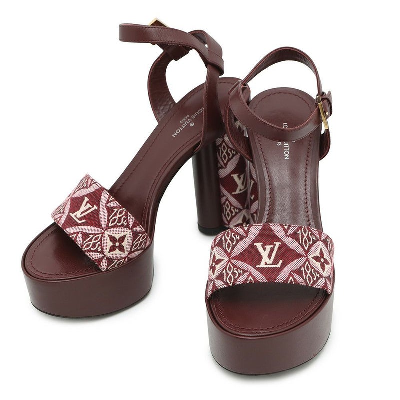 ルイヴィトン サンダル モノグラム・ジャカード Since 1854 ポディウム・ライン プラットフォームサンダル レディースサイズ35 1/2 靴