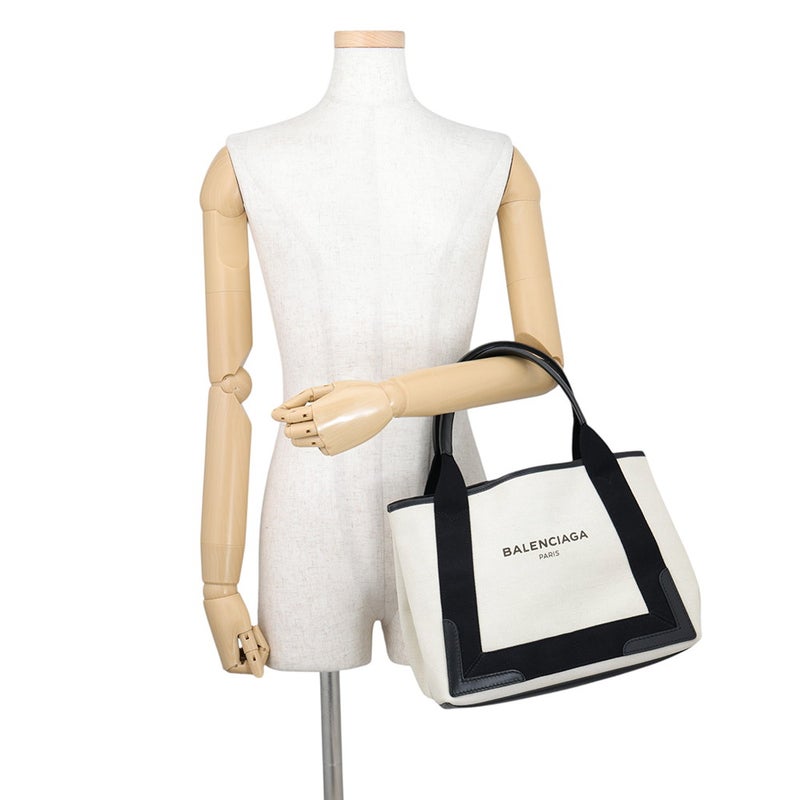 バレンシアガ トートバッグ ネイビーカバス S ポーチ付 339933 BALENCIAGA バッグ 黒 白